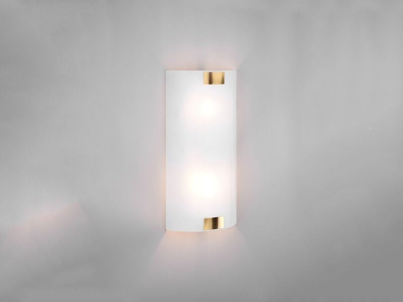Flache led Wandleuchte mit Glas Lampenschirm Weiß & Gold, Höhe 40cm