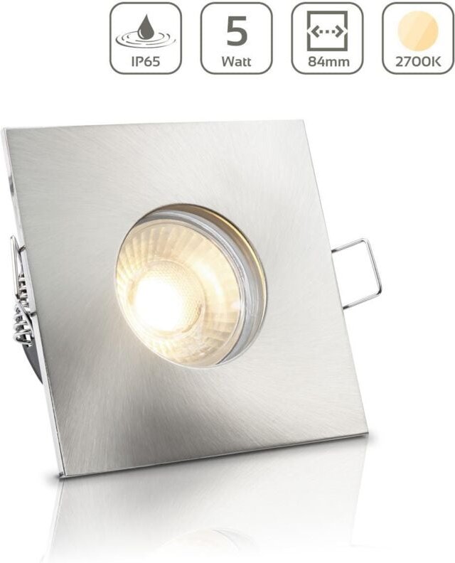 Thumbnail - Einbauspot IP65 eckig - Farbe: Edelstahl - LED Leuchtmittel: GU10 5W neutralweiß