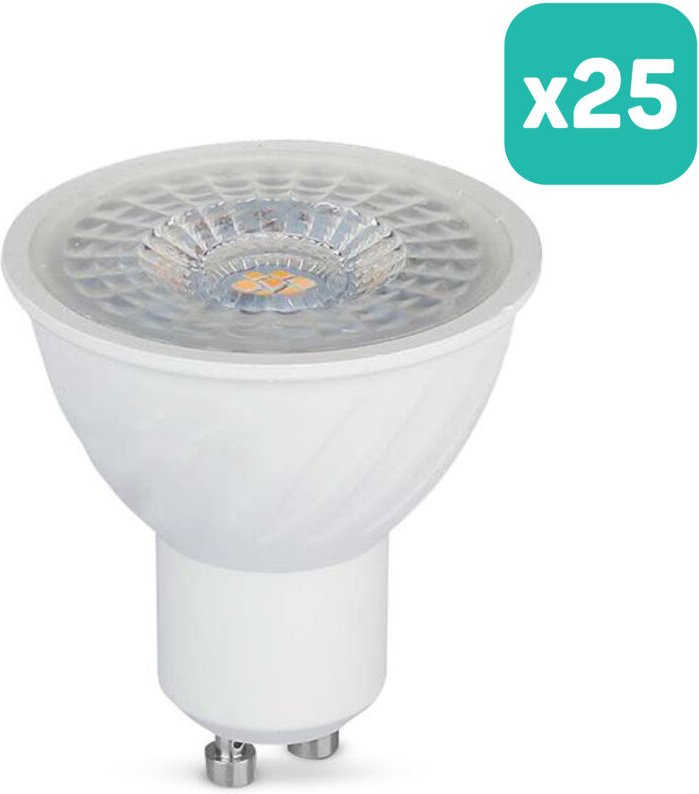 V-TAC LED Dimmbar Spot Light - GU10 - Lens 110° - IP20 - White - 6W - 445 Lumen - 3000K - 25er-Pack
