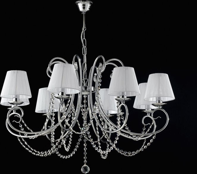 Magda – 8-flammiger Kronleuchter aus verchromtem Eisen mit 118 Lampenschirmen – Ø78 – BL146-8-CR-PAR