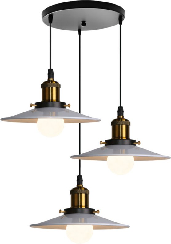 3 Lichter Pendelleuchte Vintage Ø22cm Lampenschirm aus Eisen Hängelampe E27 Höhenverstellbar für Küche Wohnzimmer Esszim...