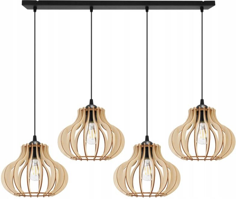 Hängelampe, Deckenleuchter, Holz, LED-Lampenschirm