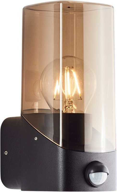 Brilliant Minou Außenwandleuchte mit Bewegungsmelder - Wandleuchte außen schwarz/Rauchglas E27 - Standard & LED Leuchtmi...