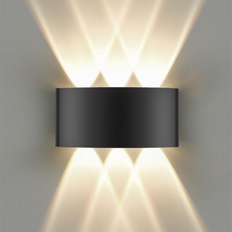 LED Wandleuchte IP65 für Innen und Außen, 6W Wandlampe Up und Down mit 6 Lichtquellen, 3000K Warmweiß Außenwandleuchte, ...
