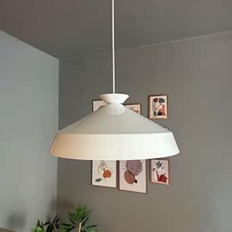 Lema Schlichter Weißer Kronleuchter mit Weißem Plattenkopfteil, Hängelampe für Restaurant, Café und Wohnzimmer