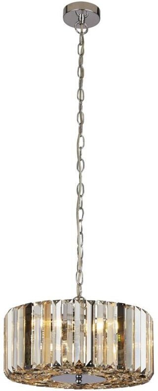 Chapeau 3 helle Chrom-Anhänger / halbbündig, Bernstein, Rauch und klare Glaskristalle - Searchlight