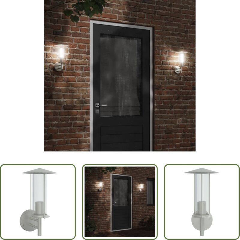 Außenwandleuchte - Außenwandleuchte Silbern Edelstahl