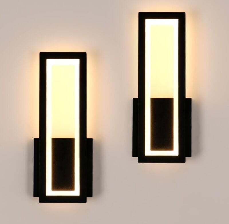 LED-Wandleuchte für den Innenbereich, 2 Stück, 16 w, 1800 lm, moderne schwarze Acryl-Wandlampe, 3000 k warmweiße LED-Leu...