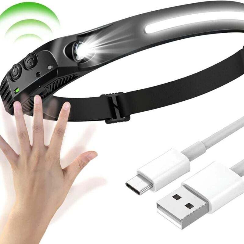 Ulisem Wiederaufladbare Outdoor-LED-Stirnlampe – leichte USB-Stirnlampe, Silikon-Stirnlampe, tragbares Arbeitslicht, Lau...