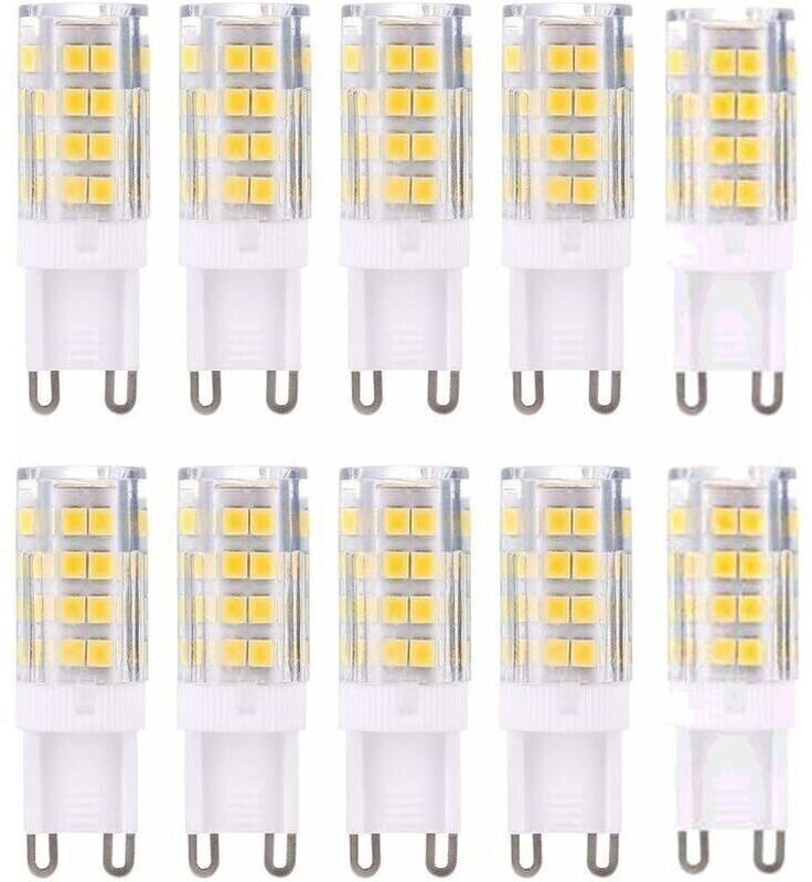 G9 LED-Lampen, warmweiß (3000 K), 5 W, entspricht 40 W Halogenlampen, 420 Lumen, nicht dimmbar, 10er-Packung