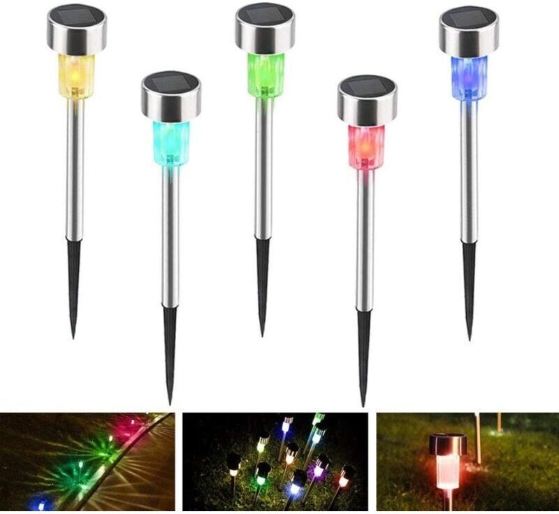 Solarbetriebene LED-Gartenleuchten, energiesparende Edelstahl-Wegeleuchten für die Landschaftsbeleuchtung (mehrfarbig)