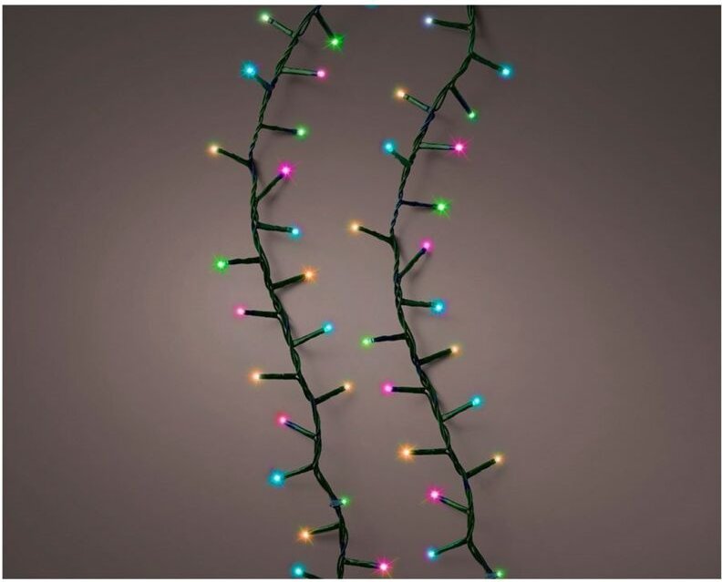 Kompakte LED-Girlande blinkend mehrfarbig pastellfarben 16m 750l grünes Kabel