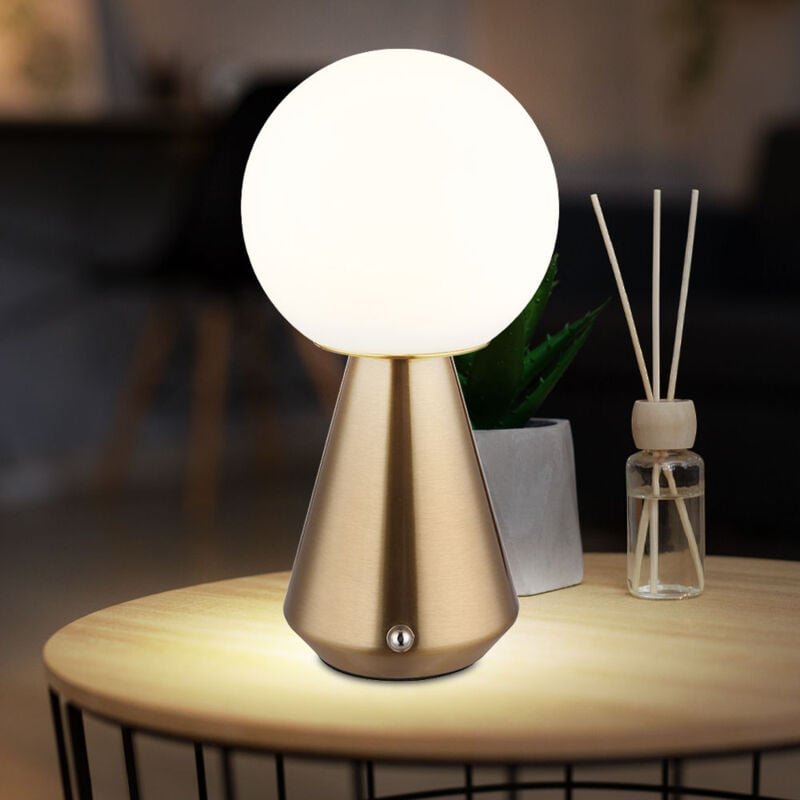 Tischleuchte Tischlampe Akku USB CCT kupferfarbenem Nachttischleuchte Touchdimmer, opal, LED 1,5W 140Lm warmweiß-kaltwei...