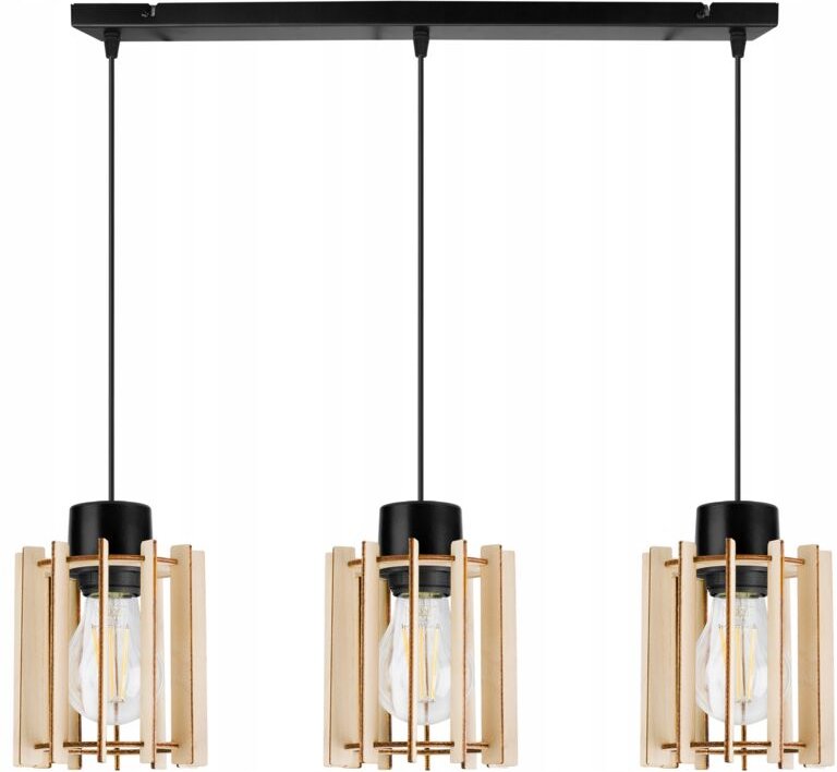 Hängelampe, Deckenleuchter, Holz, LED-Lampenschirm