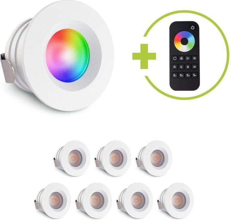 Einbaustrahler Mini flach Torino 3W RGBW IP44 - Farbe: weiß - Anzahl: 8x