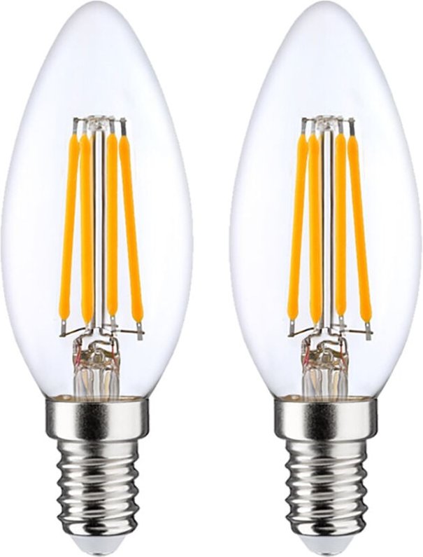 7hsevenon - 2er-Pack LED-Filament-Kerzenlampen E14 4W Equi.40W 470lm 2700K 25000H Premium