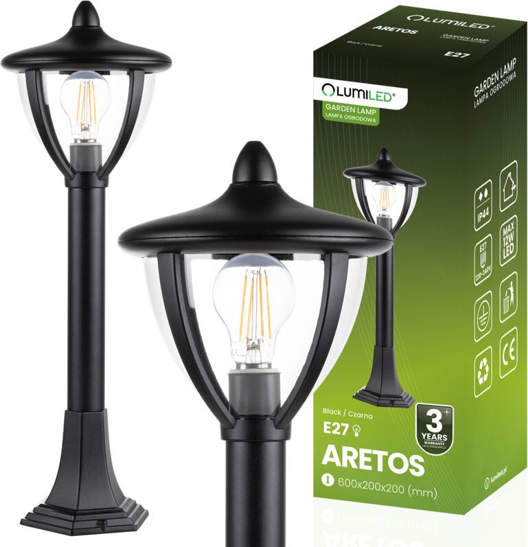 Gartenlaterne ARETOS 60cm LUMILED, E27-Fassung, LED