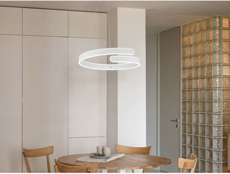 Led Pendelleuchte parma Metall Weiß matt 3 Stufen Dimmer Ring, ø 50cm