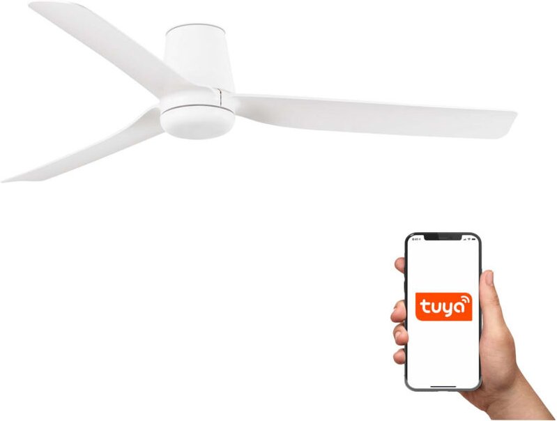 Faro Punt Tub Mittleres 3-Blatt-Mattweiß-Tuya-Smart-System