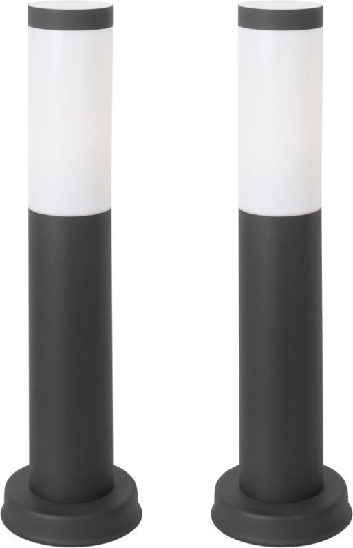 Forlight - Koral (2uds) Baliza Exterior para Jardín Resistente al Agua IP55. Bolardo de Acero Inoxidable Gris Urbano 23W