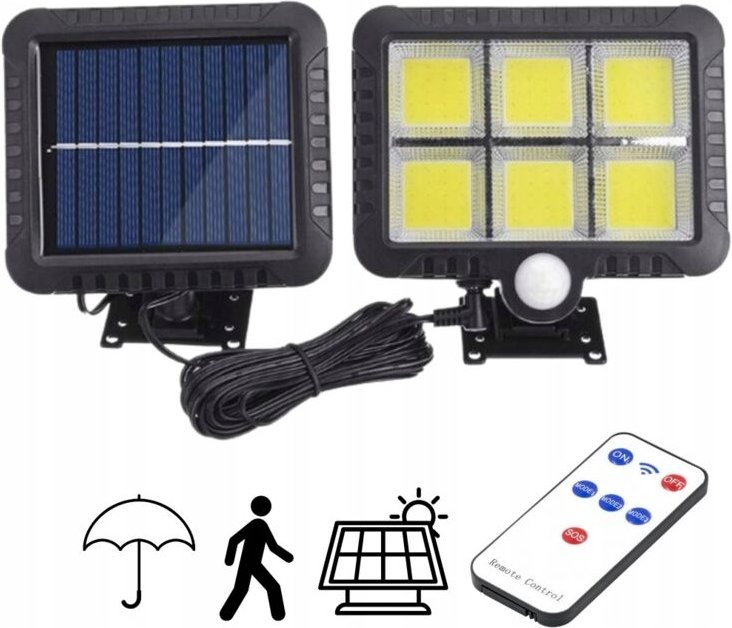 Solar-Gartenleuchte mit Bewegungs- und Dämmerungssensor, 120 LEDs + Fernbedienung