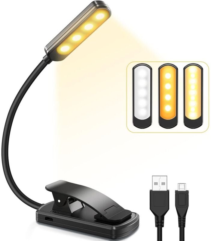 Thumbnail - Leselampe, LED-Leselampe, USB-Ladeclip-Lampe, 3 Farben, 9 Stufen einstellbar, Mini-Nachtlicht, geeignet zum Lesen im Bet...
