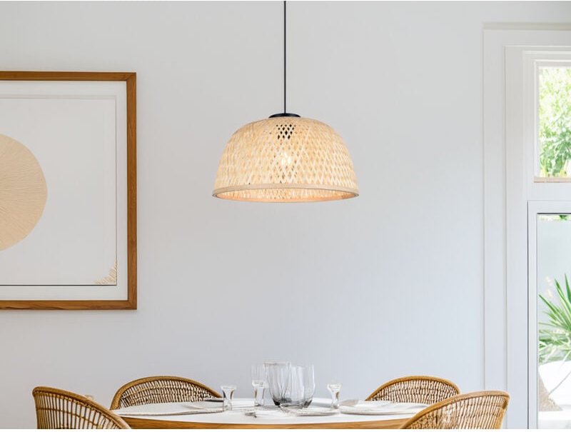 Thumbnail - Reality Leuchten - Pendelleuchte laurent mit Korbgeflecht Lampenschirm aus Bambus, ø 40cm