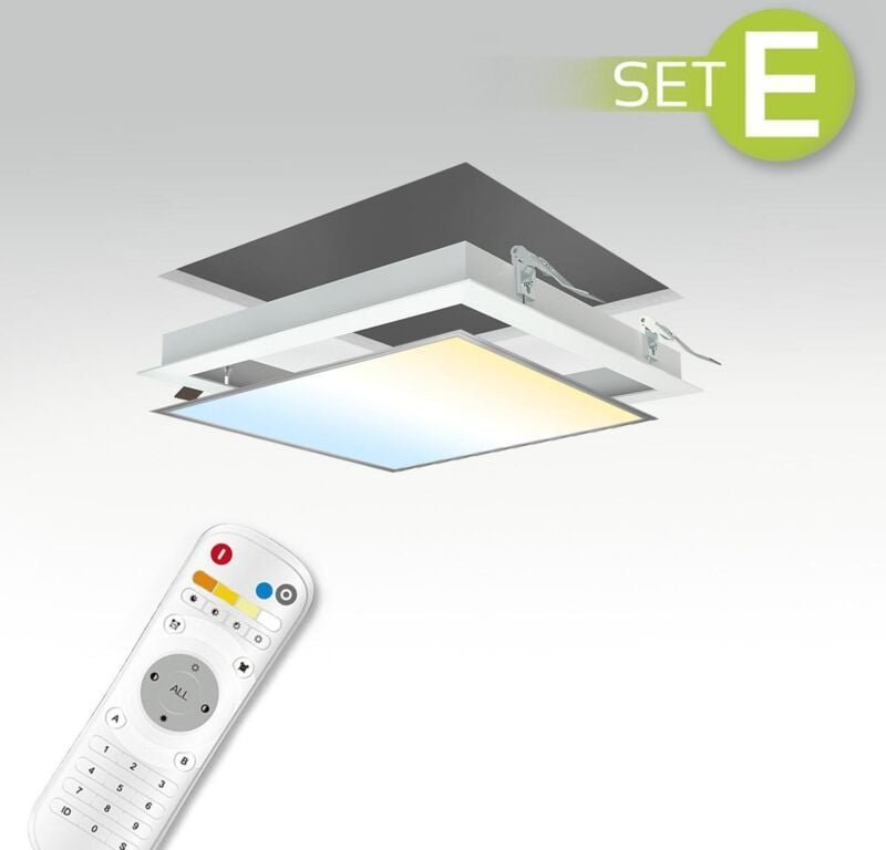 CCT LED Panel 30x30cm Einbauset 18W 3000K-6000K inkl. Fernbedienung und Einbaurahmen