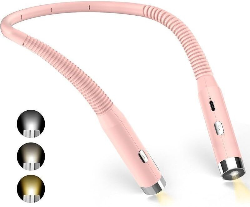 Nackenleselampe, wiederaufladbare Bettleselampe, 3 Farben und 3 einstellbare Helligkeitsstufen, 360° faltbar, USB-LED-Le...