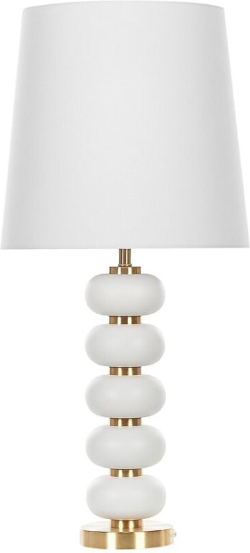Thumbnail - Tischlampe Weiß mit Gold Stahl / Polyester / Baumwolle 80 cm Dekorativer Lampenfuß Langes Kabel mit Schalter Industrie D...