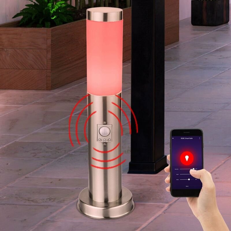 Außen Steh Leuchte dimmbar Garten Bewegungsmelder Edeslstahl Stand Lampe steuerbar per Handy