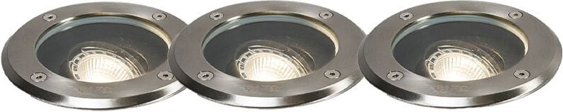 Qazqa - Set mit 3 Outdoor-Bodenstrahlern aus Stahl verstellbar IP65 - Delux