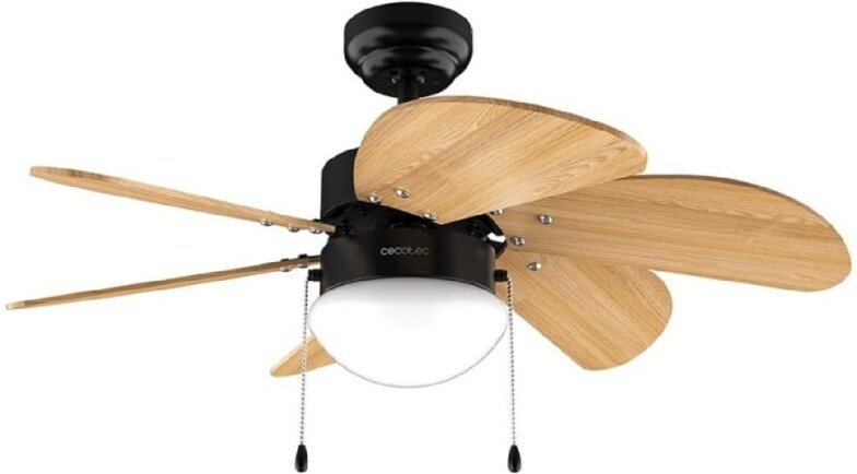 Cecotec Deckenventilator mit Licht EnergySilence Aero 360 Schwarz & Holz