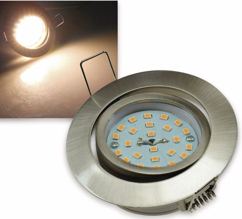 CHILITEC LED-Einbauleuchte "Flat-32" EEK F, 5 W, 420 lm, 2900 K, Edelstahl, dimmbar