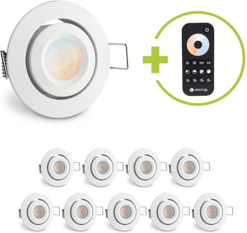 Einbaustrahler Mini schwenkbar Matera 3W CCT IP44 - Farbe: weiß - Anzahl: 10x