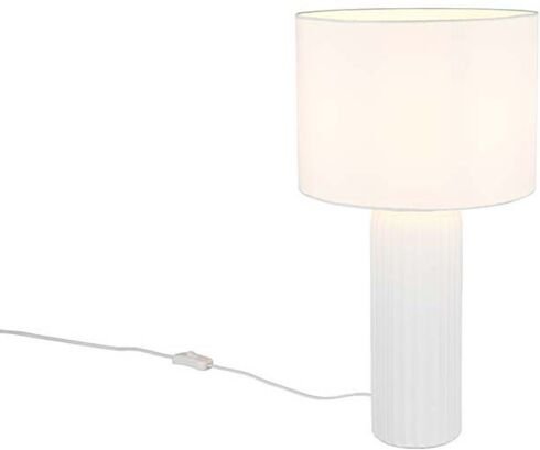 Tischleuchte Beistelllampe Nachttischlampe weiß Keramik E27 Schnurschalter H 51 cm