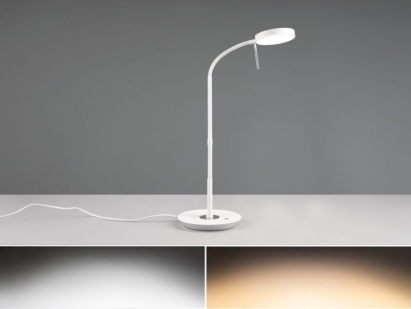 Led Schreibtischleuchte monza dimmbar mit Flexarm, Höhe 57cm, Weiß