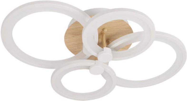 Deckenleuchte 76 w 3000-4000-6500 k weißes helles Holz 13,5 x 55 x 41 cm 10260 lm ferndimmbar - Sydney