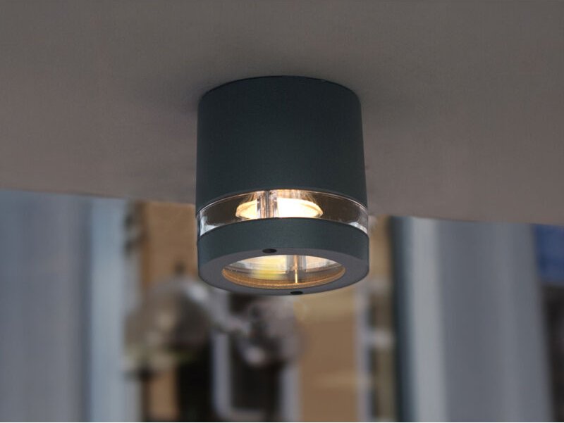 Lutec - Außenleuchte focus, Aluguss anthrazit, IP44, ø 10cm, Wandleuchte / Deckenleuchte