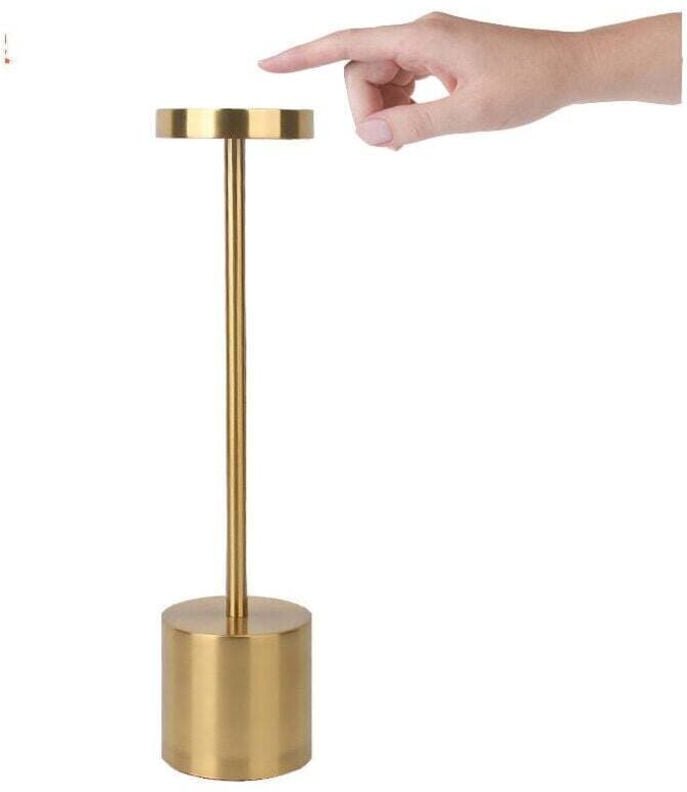 Usb 1200 mAh kabellose LED-Tischlampe, wiederaufladbar, Aluminium, für Esszimmer oder Büro (Local Gold)--