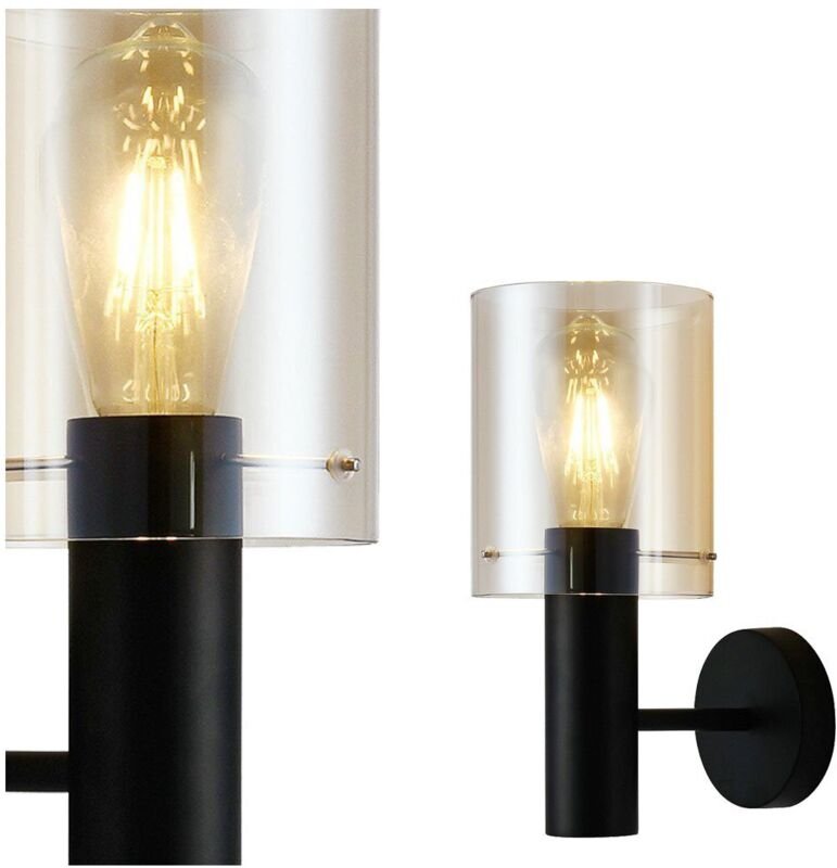 Sardo - Moderne Wandleuchte Schwarz 1 Leuchte mit Bernsteinschirm, E27 - Italux