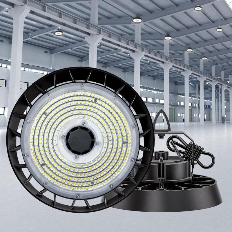 Antenlicht LED Hallenstrahler 150W Kaltweiß 5000K 24000lm 120° Abstrahlwinkel UFO Highbay Industrielampe IP65 Innenbeleu...