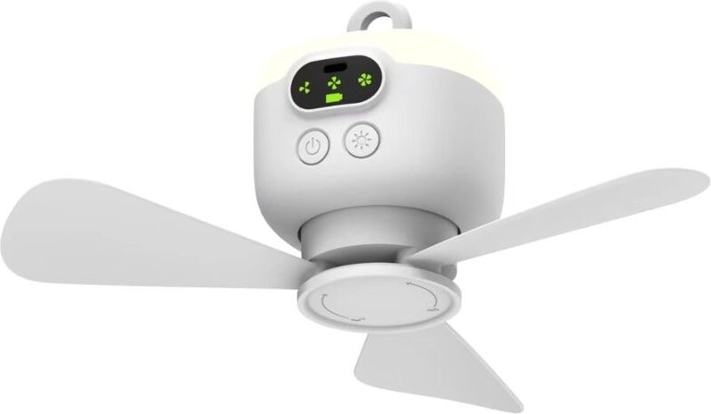 Tragbarer Campingventilator mit LED-Licht – Wiederaufladbare Hängelaterne, Fernbedienung, 4 Geschwindigkeitsstufen, extr...