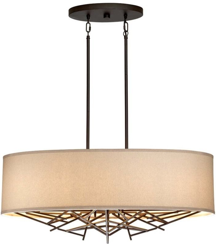 Hängeleuchte Esszimmerlampe Pendelleuchte Leinen Stahl bronze E27 5-Flammig