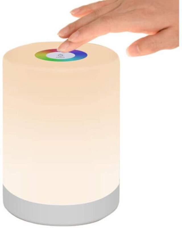 Tragbare, intelligente LED-Tischlampe für den Nachttisch, Dimmbare Touch-Steuerung, USB-Aufladung, Bunte Lichter