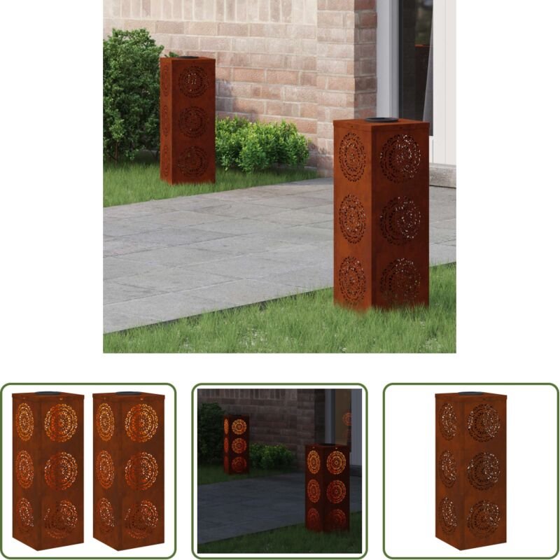 Solarwegleuchten - Solar LED Weg Licht 2 pcs Rostig Wetterfeststahl