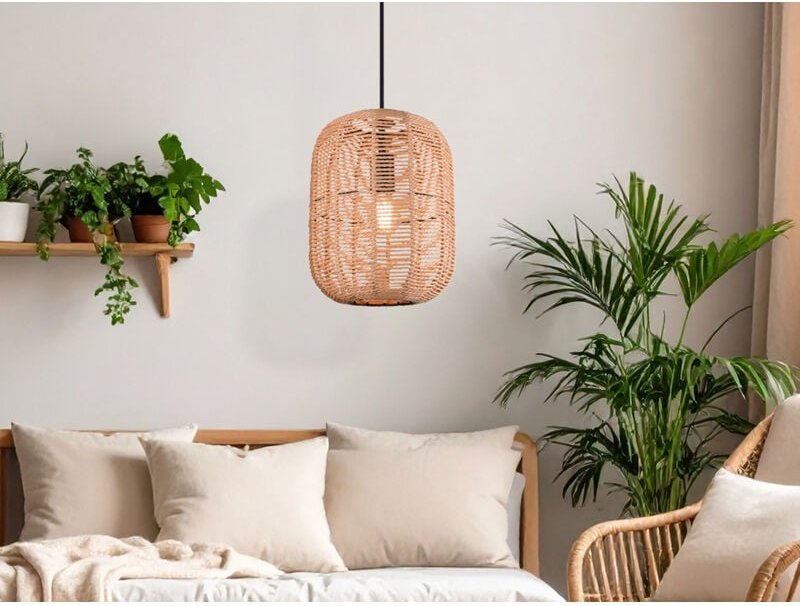 Trio Lighting - Hängelampe runa Korbleuchte mit Sisal Geflecht Lampenschirm, ø 25cm