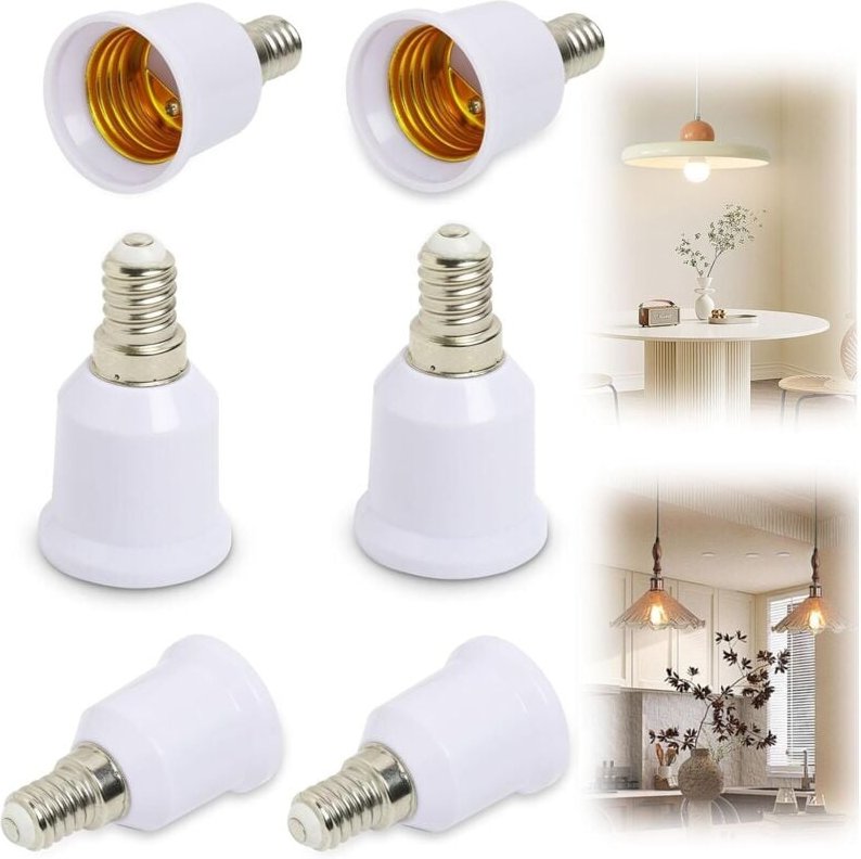 CCYKXA Set mit 6 E14-auf-E27-Fassungsadaptern, praktischer Konverter für LED-, Glüh- und Halogenlampen, E14-auf-E27-Fass...