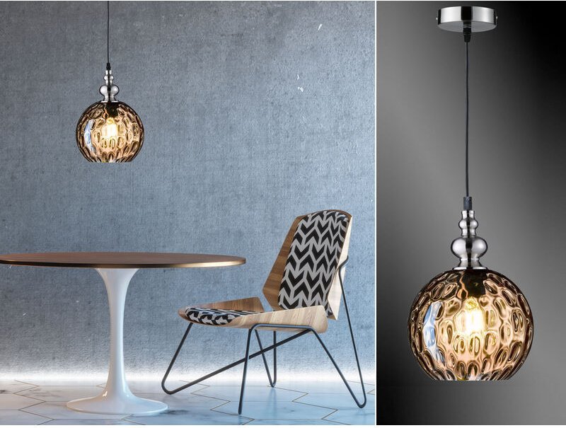 Kleine Pendelleuchte uller mit Glaskugel Amberfarbig, ø 20cm