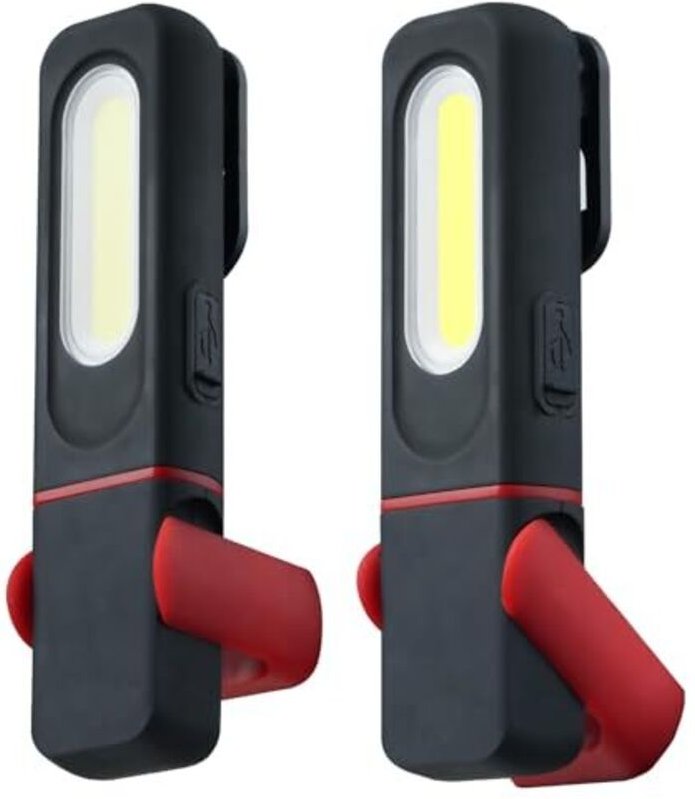 Wigearss 2er-Pack USB-wiederaufladbare magnetische Werkstatttaschenlampen, tragbare COB-LED-Taschenlampe